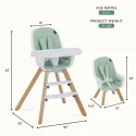 2-in-1 High Chair Booster Feeding Chair with Modern Design, Mint