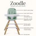 2-in-1 High Chair Booster Feeding Chair with Modern Design, Mint