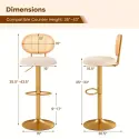 Height-adjustable Bar Stool Set of 2 Swivel Bar Chairs with PE Rattan Backrest