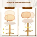 Height-adjustable Bar Stool Set of 2 Swivel Bar Chairs with PE Rattan Backrest
