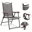 Set of 2 Gray Folding Sling Back Chairs | Patio, Camping, Deck, Garden, Beach