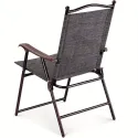 Set of 2 Gray Folding Sling Back Chairs | Patio, Camping, Deck, Garden, Beach