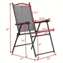 Set of 2 Gray Folding Sling Back Chairs | Patio, Camping, Deck, Garden, Beach