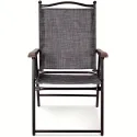 Set of 2 Gray Folding Sling Back Chairs | Patio, Camping, Deck, Garden, Beach