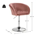 Modern Velvet Chair Height Adjustable Bar Stool Swivel Makeup Seat Pink