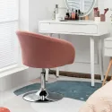 Modern Velvet Chair Height Adjustable Bar Stool Swivel Makeup Seat Pink