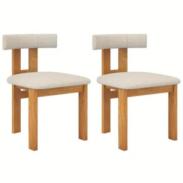 Dining Chair Set of 2, Upholstered Kitchen Chair w/ Padded Seat & Curved Backrest, Rubber Wood Frame, Modern Accent Chair for Dining Room, Kitchen, Office, 330 LBS Load Capacity