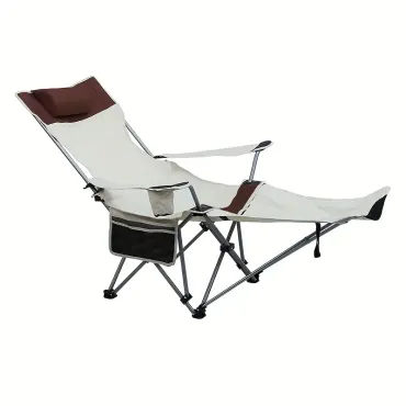 Super Light 1pc Portable Iron Beach Chair - Square Outdoor Deck Recliner for Fishing, Camping, and Lunch Breaks