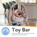 Portable Baby Bouncer Seat with Sounds and 3-Point Harness, Beige