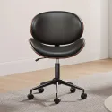 Modern Faux Leather Swivel Desk Chair with Curved Back& Wheels - Armless Home Office Chair