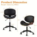 Modern Faux Leather Swivel Desk Chair with Curved Back& Wheels - Armless Home Office Chair