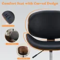 Modern Faux Leather Swivel Desk Chair with Curved Back& Wheels - Armless Home Office Chair