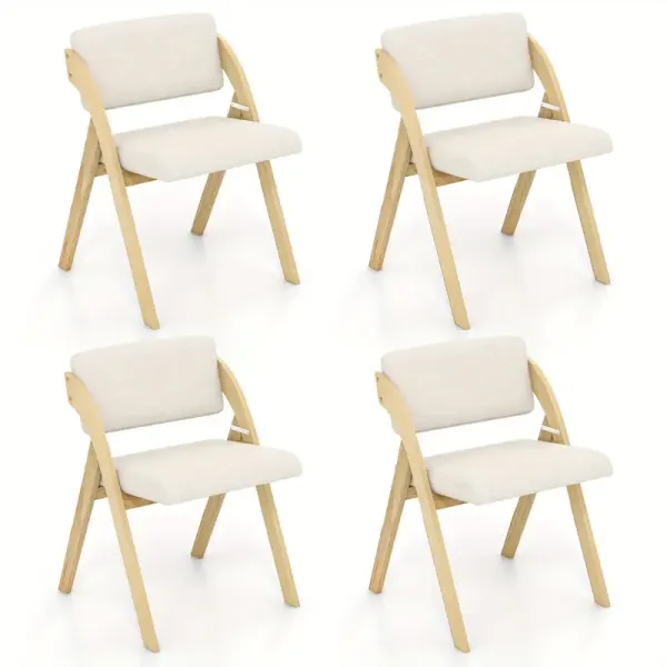 Set of 2/4 Dining Chairs, Folding Kitchen Chair with Rubber Wood Legs, Padded Seat & Backrest, Modern Side Chair, Portable Commercial Seat for Home Office Events & Wedding, No Assembly Needed