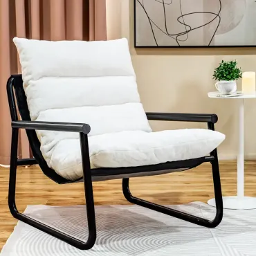 Plush Accent Lounge Chair, Single Comfy Chair For Bedroom, Ergonomic Back, Easy To Assemble