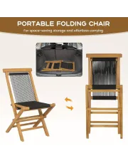 2-Pack Wood Patio Folding Chairs with Woven Rope Seat & Back, Quick-Fold Design, 220lb Capacity, Ergonomic High Backrest & X-Frame Stability for Poolside, Camping, Backyard 2-Pack Wood Patio Folding Chairs with Woven Rope Seat & Back, Quick-Fold Design, 220lb Capacity, Ergonomic High Backrest & X-Frame Stability for Poolside, Camping, Backyard