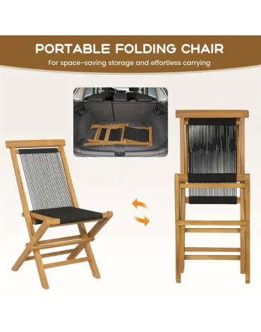 2-Pack Wood Patio Folding Chairs with Woven Rope Seat & Back, Quick-Fold Design, 220lb Capacity, Ergonomic High Backrest & X-Frame Stability for Poolside, Camping, Backyard 2-Pack Wood Patio Folding Chairs with Woven Rope Seat & Back, Quick-Fold Design, 220lb Capacity, Ergonomic High Backrest & X-Frame Stability for Poolside, Camping, Backyard