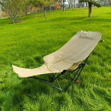 286.6LB Heavy-Duty Foldable Beach Chair with Adjustable Height, Cross-Back Design & Ergonomic Button-Release - Portable Outdoor Lounge Chair for Camping