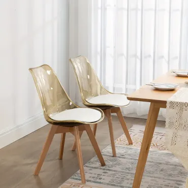 Modern Clear Acrylic Dining Chairs Set Of 4 With PU Leather Seat Cushions For Kitchen, Dining Room, Patio, Or Restaurant