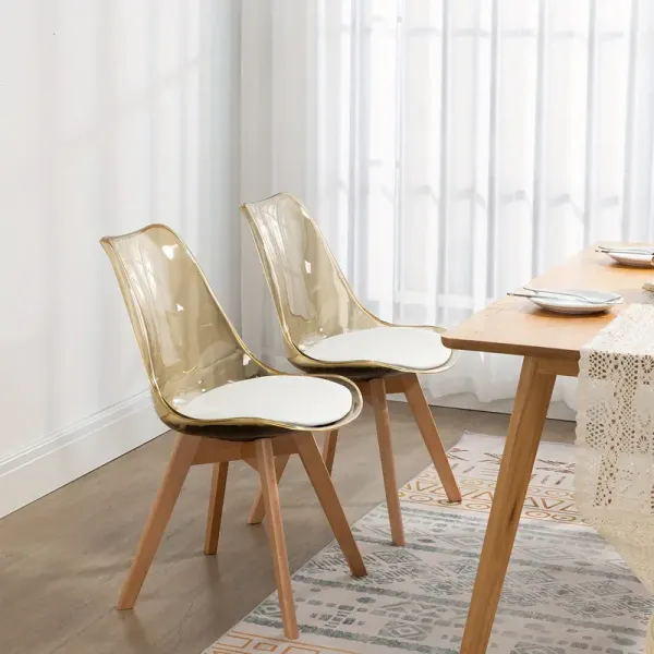 Modern Clear Acrylic Dining Chairs Set Of 4 With PU Leather Seat Cushions For Kitchen, Dining Room, Patio, Or Restaurant