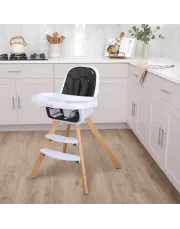 2 in 1 Convertible Baby High Chair Black Easy to Clean Adjustable Removable Tray Compact Portable Foldable High Chair with Adjustable Footrest 2 in 1 Convertible Baby High Chair Black Easy to Clean Adjustable Removable Tray Compact Portable Foldable High Chair with Adjustable Footrest