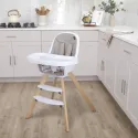 2-in-1 High Chair Booster Feeding Chair with Modern Design, Light Grey