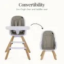 2-in-1 High Chair Booster Feeding Chair with Modern Design, Light Grey