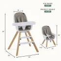 2-in-1 High Chair Booster Feeding Chair with Modern Design, Light Grey