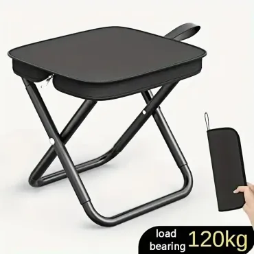 Lightweight Iron Alloy Frame Folding Chair - 1pc Portable Outdoor Picnic Camping Stool with Carry Bag for Teens, Fishing Accessory