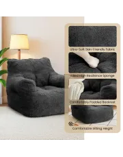 Bean Bag Chairs, Fluffy Sherpa and Lazy Sofa, Comfy Cozy BeanBag Chair with Memory Foam for Dorm, Apartment, Bean Bag Chairs with Tufted Soft Stuffed with Filler, Small Space Bean Bag Chairs, Fluffy Sherpa and Lazy Sofa, Comfy Cozy BeanBag Chair with Memory Foam for Dorm, Apartment, Bean Bag Chairs with Tufted Soft Stuffed with Filler, Small Space