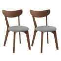 Set of 2 Dining Chair Upholstered Curved Back Side Chair with Solid Wooden Legs