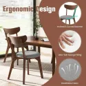 Set of 2 Dining Chair Upholstered Curved Back Side Chair with Solid Wooden Legs