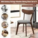 Set of 2 Dining Chair Upholstered Curved Back Side Chair with Solid Wooden Legs