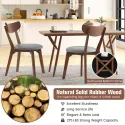 Set of 2 Dining Chair Upholstered Curved Back Side Chair with Solid Wooden Legs