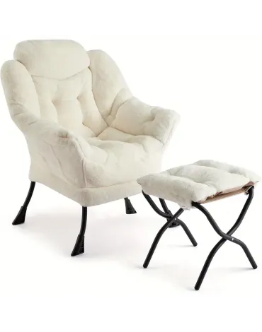 Modern Lazy Sofa Chair with Soft Bag Upholstery and Iron Frame, Single Indoor Sofa Chair Featuring Comfortable Backrest and Footrest, Perfect for Relaxing in Living Rooms or Lounges Modern Lazy Sofa Chair with Soft Bag Upholstery and Iron Frame, Single Indoor Sofa Chair Featuring Comfortable Backrest and Footrest, Perfect for Relaxing in Living Rooms or Lounges