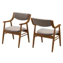 Dining Chair Set of 2 w/Padded Seat & Back Armrests Rubber Wood Frame
