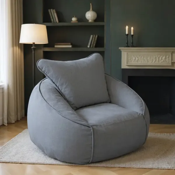 Modern Bean Bag Sofa with Cushion, Living Room Bean Bag Sofa Chair with Memory Foam & Velvet for Small Space, BeanBag Sofa chair with backrest for Bedroom, Living Room, Apartment-Black