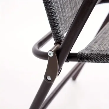 Set of 2 Gray Folding Sling Back Chairs | Patio, Camping, Deck, Garden, Beach