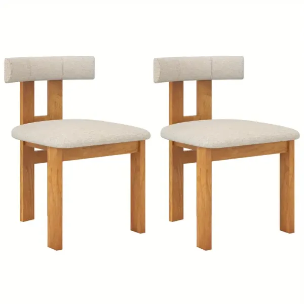 Dining Chair Set of 2, Upholstered Kitchen Chair w/ Padded Seat & Curved Backrest, Rubber Wood Frame, Modern Accent Chair for Dining Room, Kitchen, Office, 330 LBS Load Capacity