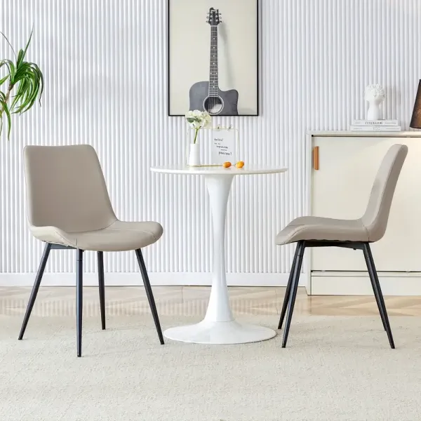 Dining Chairs Set Of 6 Modern Medieval Style Dinning Chair With Faux Leather Cushion Seat And Black Metal Legs Accent Armless Side Chairs For Officce Home Kitchen Light Gray, Today Deals Prime