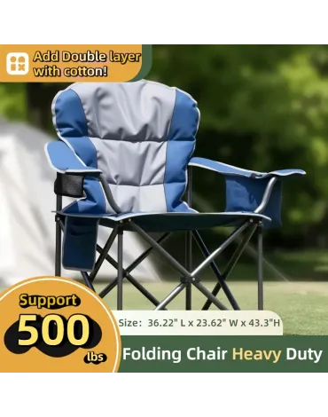 Oversized Camping Chairs, Heavy Duty Support 500 LBS, Added Back & Arm Sport Chairs, Cup Holder Cooler Bag, Collapsible Folding Chairs for Outdoor, Camping Furniture Oversized Camping Chairs, Heavy Duty Support 500 LBS, Added Back & Arm Sport Chairs, Cup Holder Cooler Bag, Collapsible Folding Chairs for Outdoor, Camping Furniture