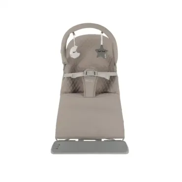 Portable Baby Bouncer Seat with Sounds and 3-Point Harness, Beige