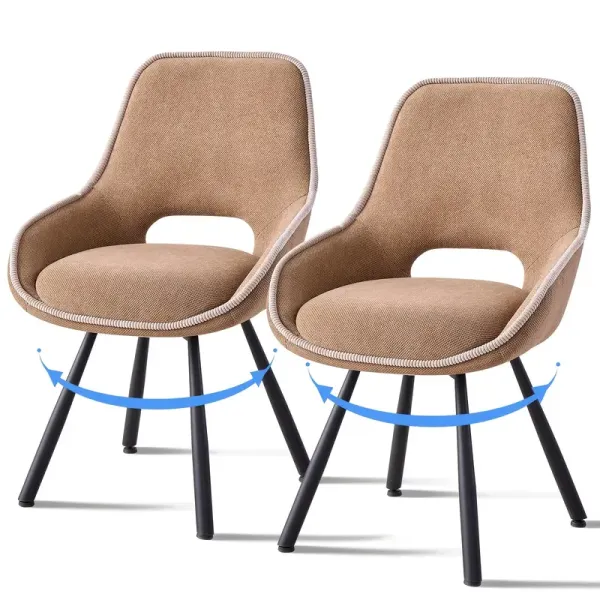 Set Of 2 Swivel Dining Chairs, Modern Upholstered Fabric Kitchen Chair With Thicken Cushions, Soft Accent Side Chair For Living Room, Bedroom