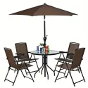 Folding Sling Chairs Steel Armrest Patio Garden Camping W/Adjustable Back