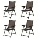 Folding Sling Chairs Steel Armrest Patio Garden Camping W/Adjustable Back
