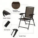 Folding Sling Chairs Steel Armrest Patio Garden Camping W/Adjustable Back