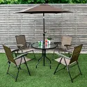 Folding Sling Chairs Steel Armrest Patio Garden Camping W/Adjustable Back