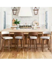 2PC White Faux Leather Bar Stools | 26" Counter Height, 360° Swivel with Backs, Mid Century Set of 2-4 for Kitchen, Bar Island 2PC White Faux Leather Bar Stools | 26" Counter Height, 360° Swivel with Backs, Mid Century Set of 2-4 for Kitchen, Bar Island